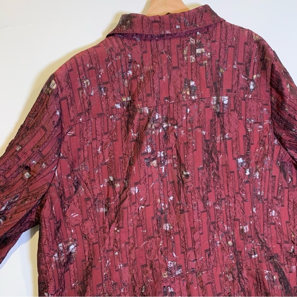 Erin London Burgundy Blazer Pockets Abstract Print Lined Size 3X - Picture 12 of 13
